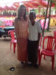 Me in my traditional Khmer dress with Vuthy's sweet grandma.